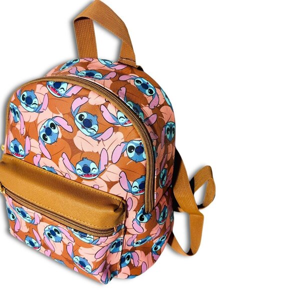 Disney Lilo & Stitch - Stitch Faces & Tropical Leaves Bioworld Mini Backpack NEW main image 9